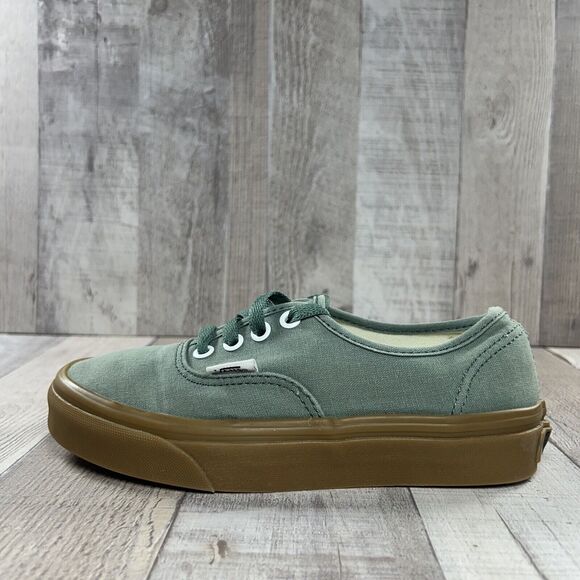 Vans Authentic Kids Size 3.5 Canvas Skate Shoes Sneaker Duck Green Gum Sole - Picture 7 of 14